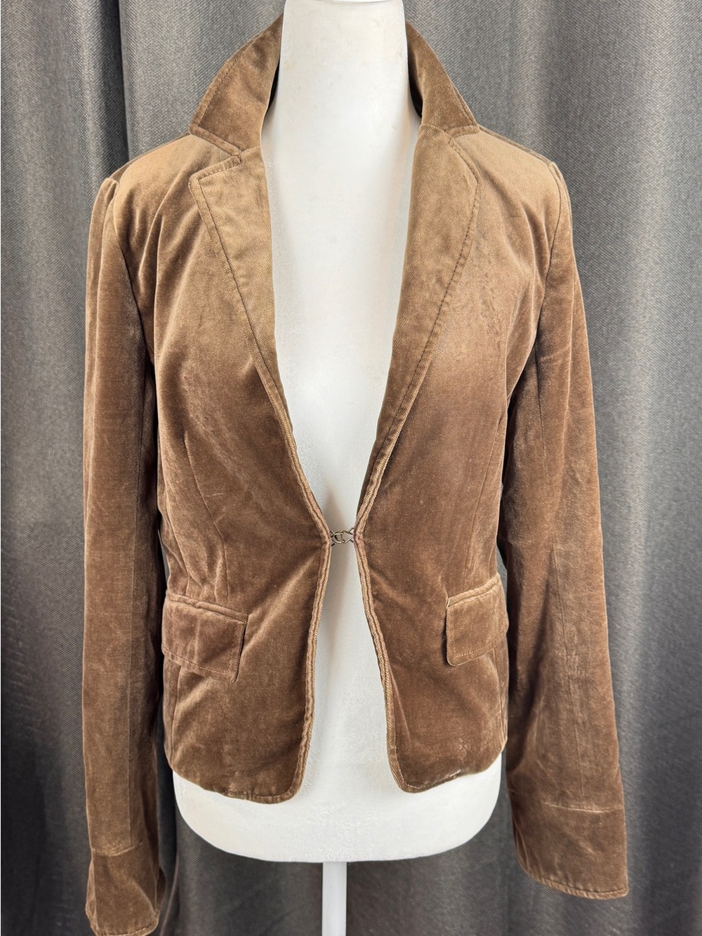 J. Crew Brown Velvet Single-Hook Blazer